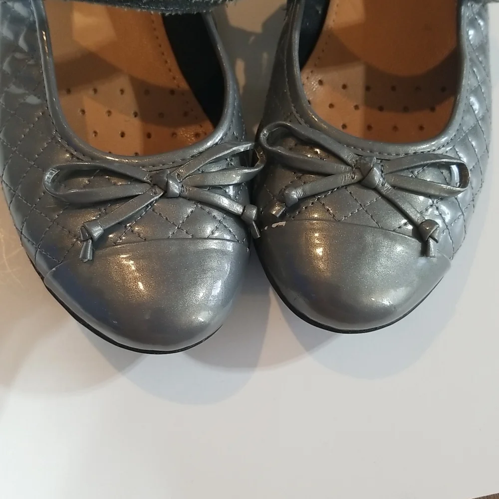 GEOX RESPIRA Plie Mary Jane Gray Silver Quilted Flat